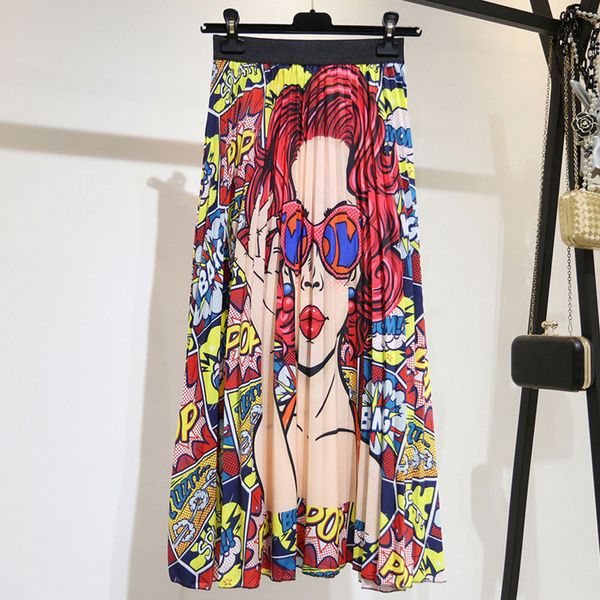 2019 summer autumn fashion high waist pleated loose skirt women cartoon print plus size skirts high elastic waist long skirts, Black
2019 summer autumn fashion high waist pleated loose skirt women cartoon print plus size skirts high elastic waist long skirts, Black