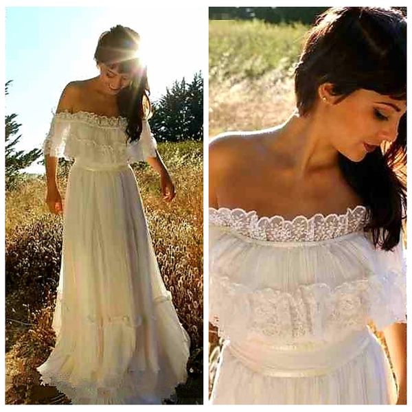 2019 bateau lace vintage new wedding dresses batea neck short sleeves lace chiffon bridal gowns long summer a line bridal gown beach pleated, White
2019 bateau lace vintage new wedding dresses batea neck short sleeves lace chiffon bridal gowns long summer a line bridal gown beach pleated, White