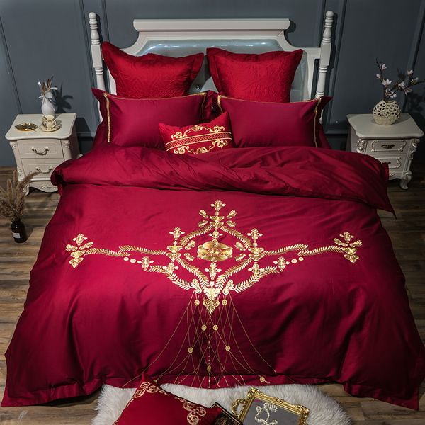 eegyptian cotton bedlinen for wedding bedding set red with gold embroidery bed sheet, quilt cover pillowcase
eegyptian cotton bedlinen for wedding bedding set red with gold embroidery bed sheet, quilt cover pillowcase