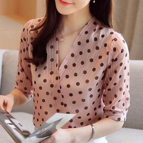 blusas mujer de moda 2020 short sleeve blouse women summer women v-neck dot striped chiffon blouse shirt clothes d05, White
blusas mujer de moda 2020 short sleeve blouse women summer women v-neck dot striped chiffon blouse shirt clothes d05, White