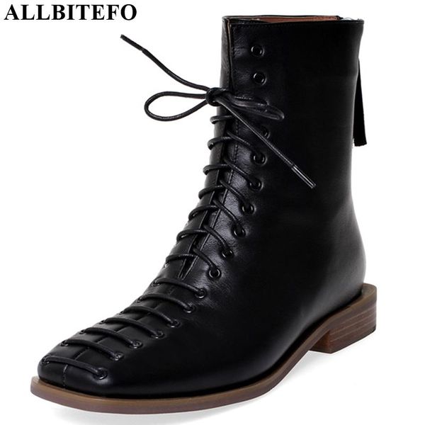 allbitefo real genuine leather leisure ankle boots autumn winter frenulum women boots square toe fashion comfortable, Black
allbitefo real genuine leather leisure ankle boots autumn winter frenulum women boots square toe fashion comfortable, Black