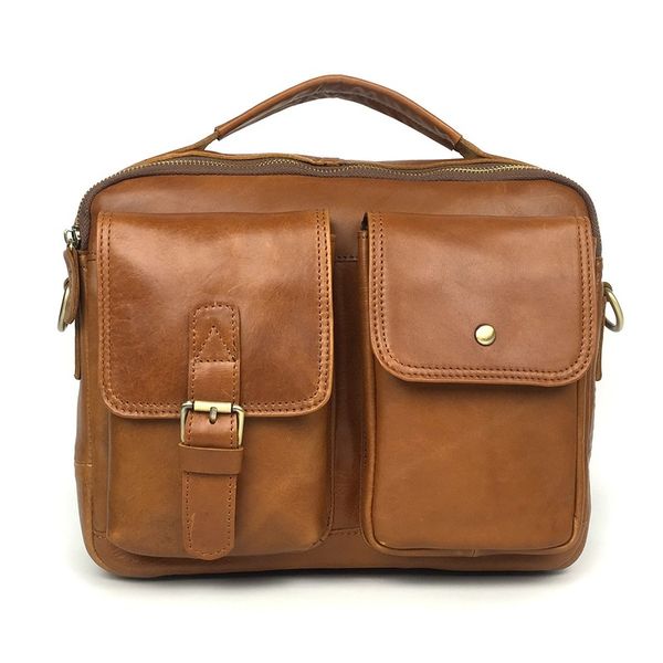 men's leather business shoulder bag handbag oil wax leather men's slant straddle bag retro handbag business