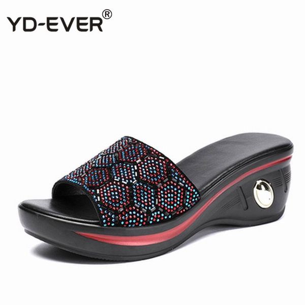slippers woman rhinestone genuine leather summer shoes fashion wedges heels sandals women's slides large size 40-41, Black
slippers woman rhinestone genuine leather summer shoes fashion wedges heels sandals women's slides large size 40-41, Black