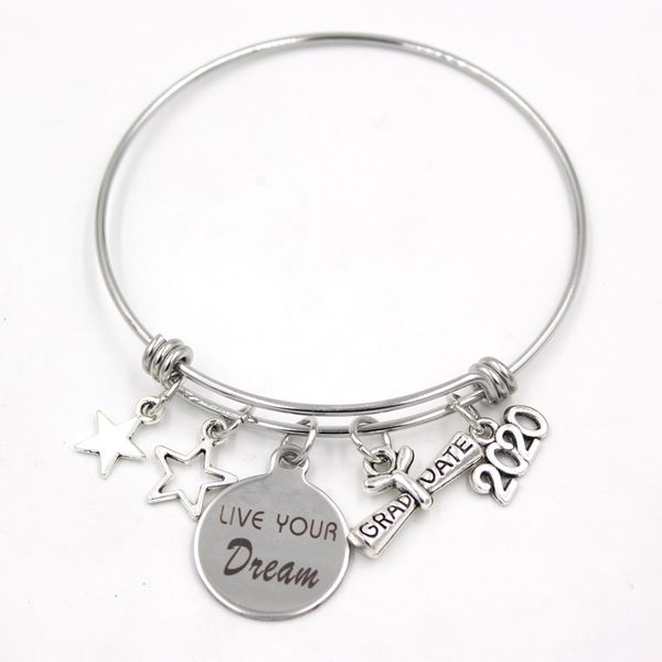 wholesale stainless steel wire bangle adjustable bangle live your dream 2020 graduation bracelet bangle jewelry gifts for graduaters, Golden;silver
wholesale stainless steel wire bangle adjustable bangle live your dream 2020 graduation bracelet bangle jewelry gifts for graduaters, Golden;silver