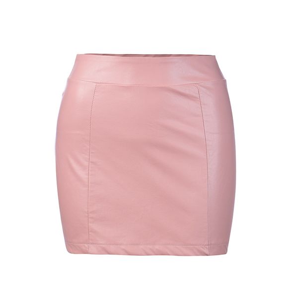 2019 new fashion autumn winter women bandge leather high waist party club pencil bodycon hip short mini skirt saia jupe, Black