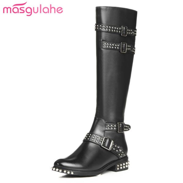 masgulahe 2018 fashion genuine leather boots zipper buckles round toe knee high boots thick low heels womens shoes winter, Black
masgulahe 2018 fashion genuine leather boots zipper buckles round toe knee high boots thick low heels womens shoes winter, Black