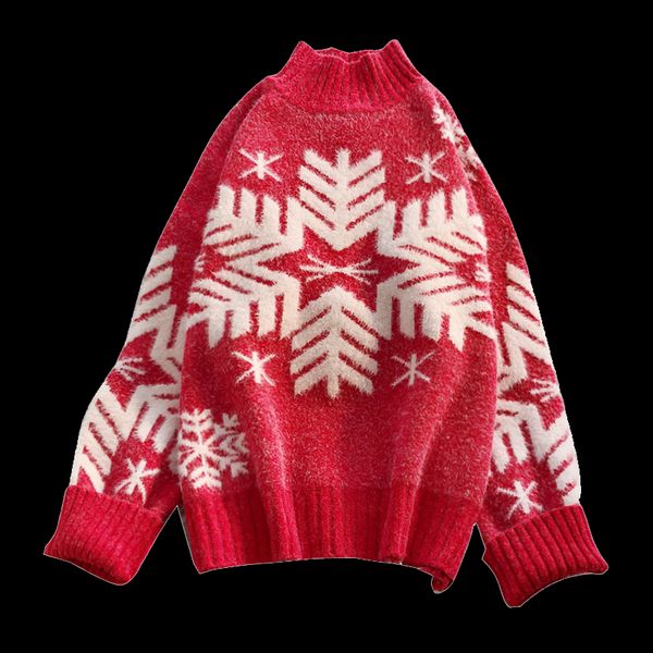 2019 new sweet warm sweater female half high collar loose christmas sweater autumn winter pullover cc625, White;black
2019 new sweet warm sweater female half high collar loose christmas sweater autumn winter pullover cc625, White;black
