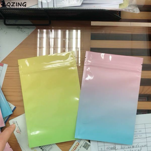 100pcs new gradient color metallized foil bags pink plastic zipper pouch smell proof storage bags flat bottom
100pcs new gradient color metallized foil bags pink plastic zipper pouch smell proof storage bags flat bottom