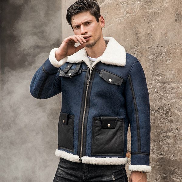 new genuine leather jacket men lambskin men's short leather coat mens shearling sheepskin blue motorcycle jackets, Black
new genuine leather jacket men lambskin men's short leather coat mens shearling sheepskin blue motorcycle jackets, Black