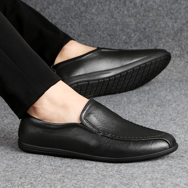 british style casual shoes men leather flats loafers male soft leisure peas shoes men breathable flat male loafers hc-578, Black
british style casual shoes men leather flats loafers male soft leisure peas shoes men breathable flat male loafers hc-578, Black