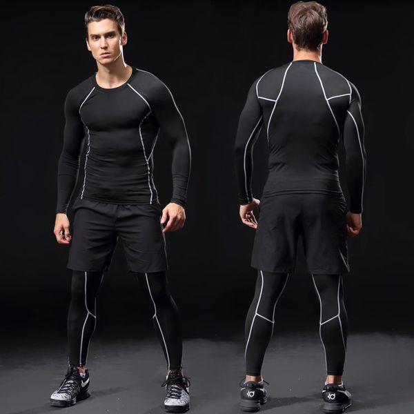 quick dry men 3pcs compression running suits soccer basketball leggings tights suits fitness yoga joggers t shirt tights sets, Black;blue
quick dry men 3pcs compression running suits soccer basketball leggings tights suits fitness yoga joggers t shirt tights sets, Black;blue