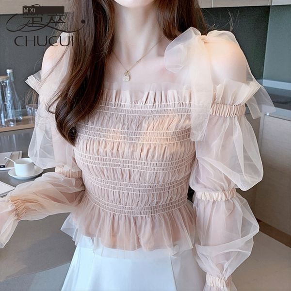 chiffon long sleeve women's clothing 2020 fashionable off-shoulder off the shoulder mesh foreign flavor sweet chao xian, White
chiffon long sleeve women's clothing 2020 fashionable off-shoulder off the shoulder mesh foreign flavor sweet chao xian, White