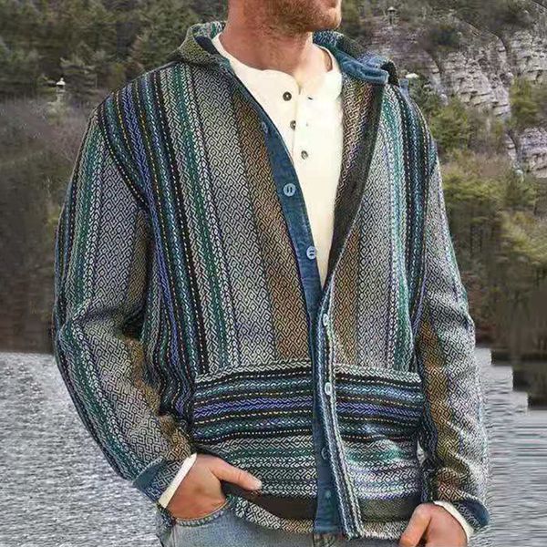 men's casual slim striped coat hooded jacket single-breasted cardigan male fashion long sleeve outerwear, Black;brown
men's casual slim striped coat hooded jacket single-breasted cardigan male fashion long sleeve outerwear, Black;brown