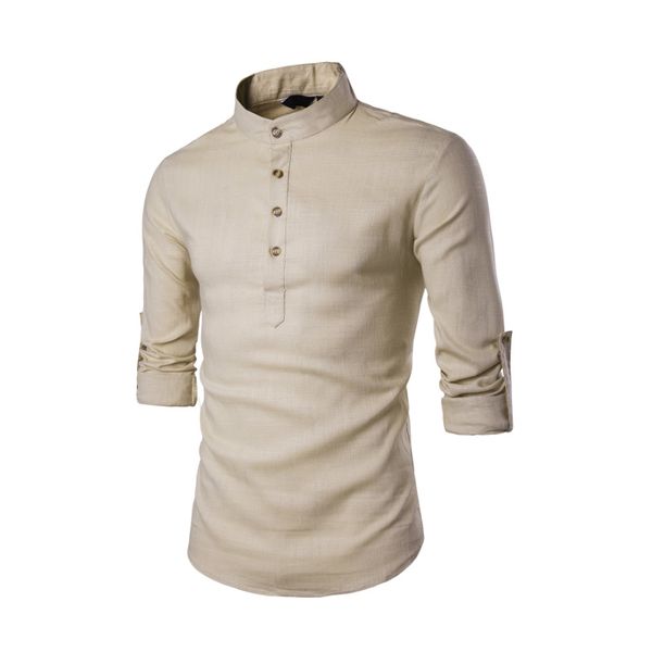 2019 spring brand men`s linen cotton blended shirt mandarin collar breathable comfy traditional style popover large, White;black
2019 spring brand men`s linen cotton blended shirt mandarin collar breathable comfy traditional style popover large, White;black