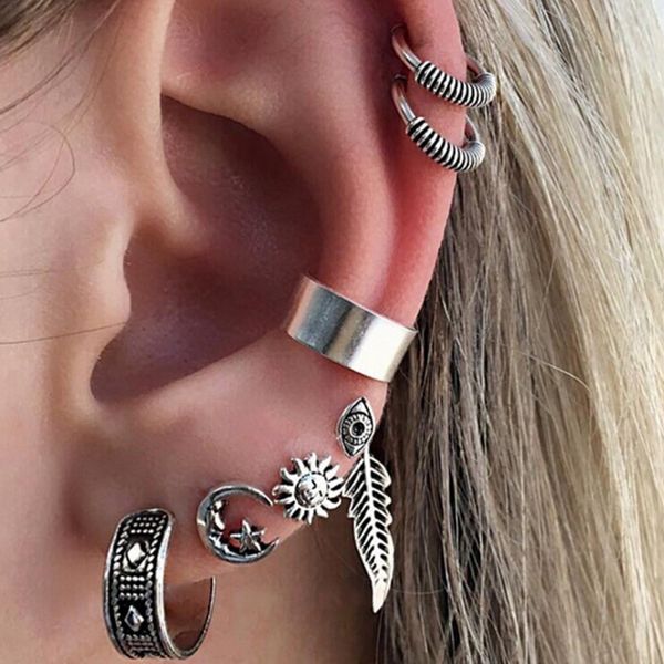 bohemian moon leaf gothic punk stud earrings women silver color ear cuff vintage clip on earrings fashion jewelry 7pcs/set, Golden;silver
bohemian moon leaf gothic punk stud earrings women silver color ear cuff vintage clip on earrings fashion jewelry 7pcs/set, Golden;silver