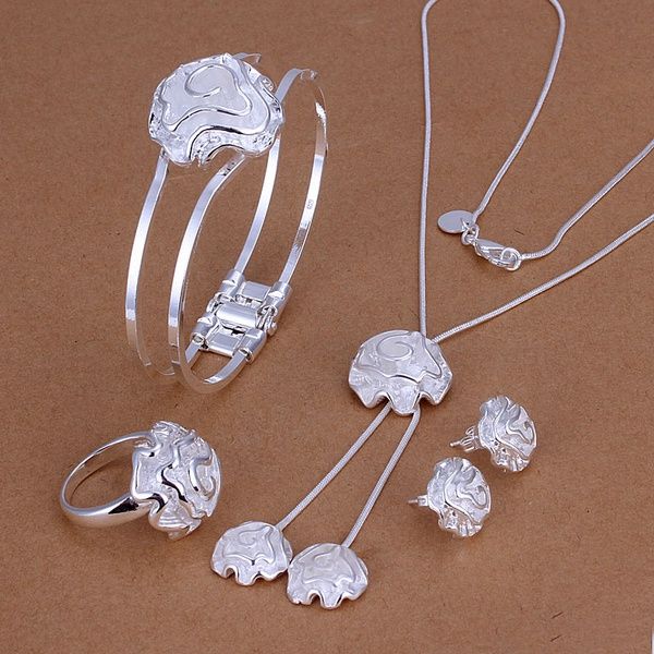 wholesale temperament flower charm roses necklace bracelets stud earrings rings fashion silver color jewelry sets s245, Slivery;golden
wholesale temperament flower charm roses necklace bracelets stud earrings rings fashion silver color jewelry sets s245, Slivery;golden