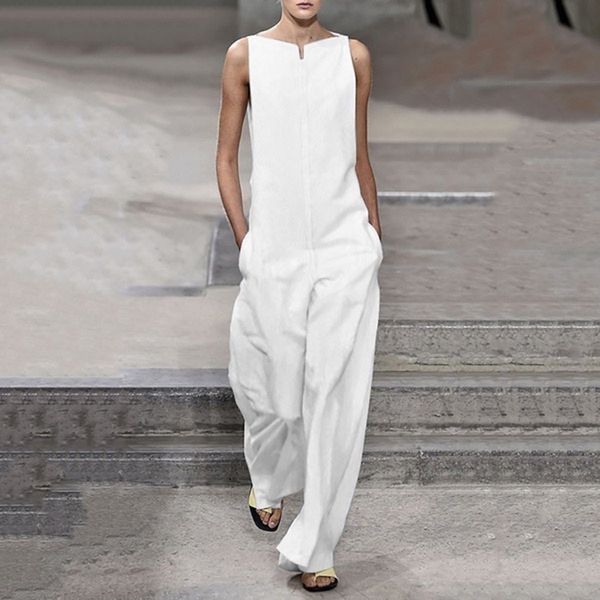 womens jumpsuit ladies playsuit summer loose clothing crew neck elegant stylish long formal trouser sleeveless, Black;white
womens jumpsuit ladies playsuit summer loose clothing crew neck elegant stylish long formal trouser sleeveless, Black;white