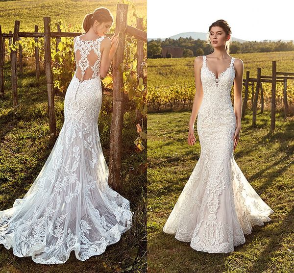 2019 new arrival lace mermaid wedding dresses spaghetti appliques backless backless wedding dress bridal gowns vestidos de novia, White
2019 new arrival lace mermaid wedding dresses spaghetti appliques backless backless wedding dress bridal gowns vestidos de novia, White