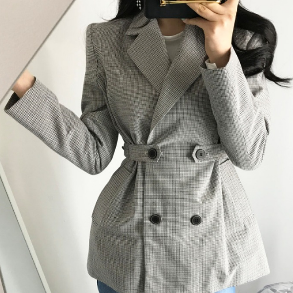 women's suits & blazers 2021 autumn winter jackets gray notched plaid button outerwear england style cardigan db256, White;black
women's suits & blazers 2021 autumn winter jackets gray notched plaid button outerwear england style cardigan db256, White;black