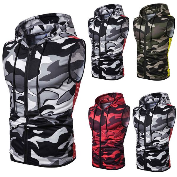 men casual sleeveless zip up hooded sweatshirt sport hoodies vest coat waistcoat, White;black
men casual sleeveless zip up hooded sweatshirt sport hoodies vest coat waistcoat, White;black