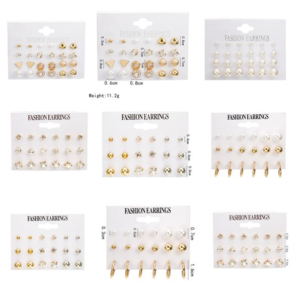 24 pcs/set heart flowers vintage gold stud earrings set 2019 new rhinestone imitation pearl earrings for women gift, Golden;silver
24 pcs/set heart flowers vintage gold stud earrings set 2019 new rhinestone imitation pearl earrings for women gift, Golden;silver