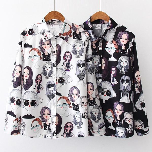 2020 spring women blouses harajuku streetwear shirts cartoon face printing blouse casual blusas, White
2020 spring women blouses harajuku streetwear shirts cartoon face printing blouse casual blusas, White