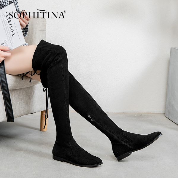 sophitina stylish over-the-knee ladies boots casual round toe low heel shoes winter solid slip-on square heel women boots so204, Black
sophitina stylish over-the-knee ladies boots casual round toe low heel shoes winter solid slip-on square heel women boots so204, Black