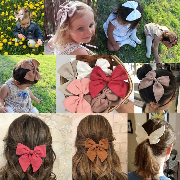 

amazing linen fabric bows boutique hair bow hair clips sailor bows barrettes baby girls women accessories headwear, Slivery;white