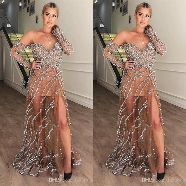 champagne prom dresses 2019 off the shoulder side split long sleeves evening gowns custom made sweep train beads sequins party dress, Black
champagne prom dresses 2019 off the shoulder side split long sleeves evening gowns custom made sweep train beads sequins party dress, Black
