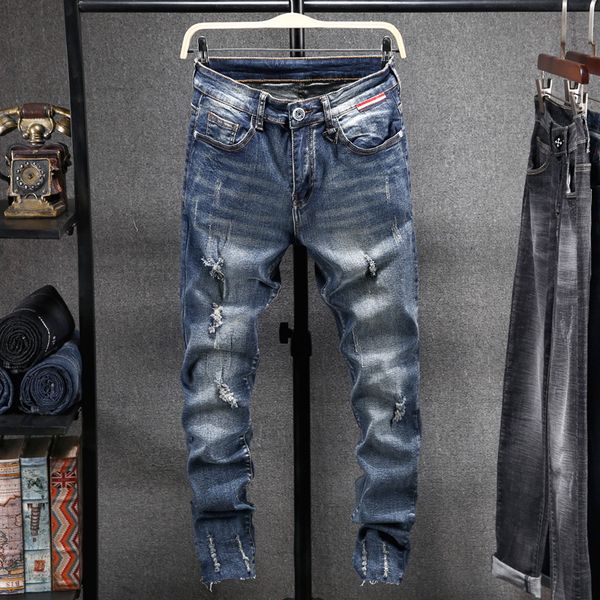 men jeans autumn fashion casual slim-type denim pants 2019 new button zipper pocket bleached scratched streetwear denim trousers, Blue
men jeans autumn fashion casual slim-type denim pants 2019 new button zipper pocket bleached scratched streetwear denim trousers, Blue