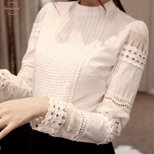 autumn women blouse pattern o neck long sleeve slim hollow elegant lace shirts white for female
autumn women blouse pattern o neck long sleeve slim hollow elegant lace shirts white for female