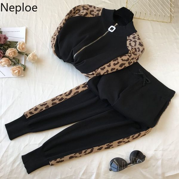 two piece dress neploe 2 set women 2021 spring korean knitted zipper leopard stitched jumper sweater + casual trousers fashion suits 49732, White
two piece dress neploe 2 set women 2021 spring korean knitted zipper leopard stitched jumper sweater + casual trousers fashion suits 49732, White