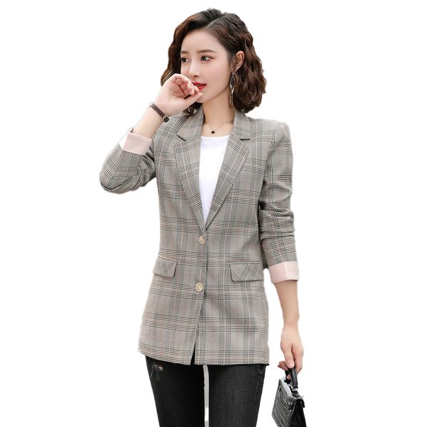 spring fashion ladies blazer women jackets plaid long sleeve business clothes female elegant formal office work wear styles, White;black
spring fashion ladies blazer women jackets plaid long sleeve business clothes female elegant formal office work wear styles, White;black
