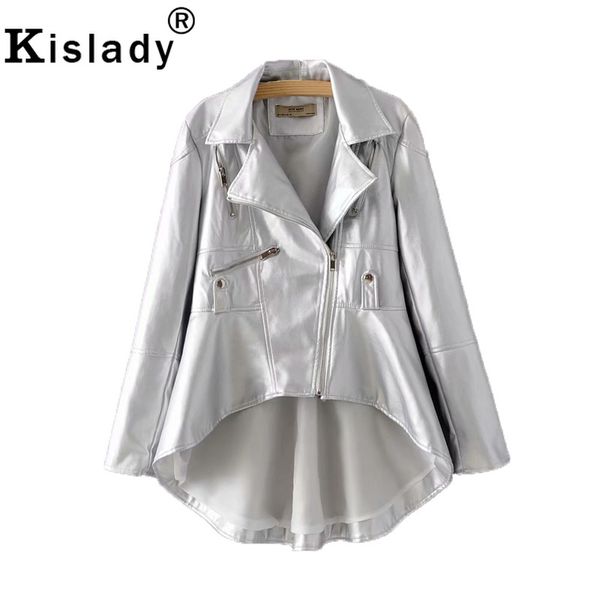 2019 fashion women's faux leather jacket dovetail long pu leather coat gold silver gothic moto jacket autumn winter streetwear, Black
2019 fashion women's faux leather jacket dovetail long pu leather coat gold silver gothic moto jacket autumn winter streetwear, Black