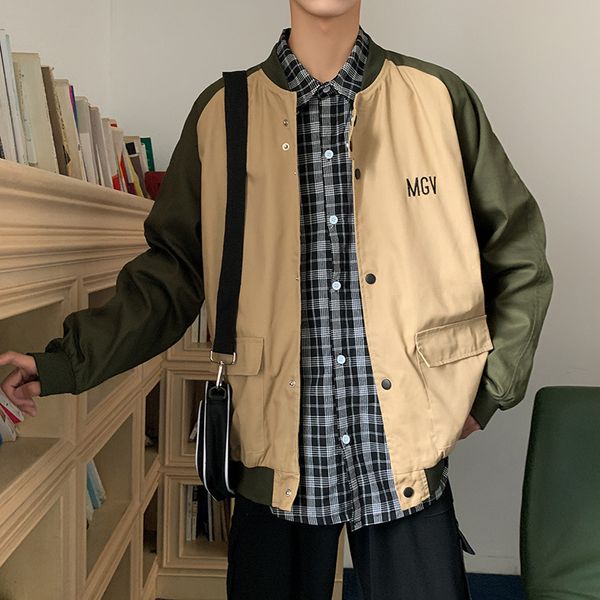 man coat jacket chic brand autumn new student jacket male handsome youth casual baseball uniform streetwear, Black;brown 
man coat jacket chic brand autumn new student jacket male handsome youth casual baseball uniform streetwear, Black;brown