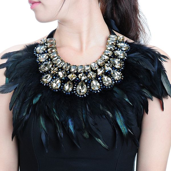 jerollin luxury fashion jewelry big feather shiny crystal pendant statement bib collar choker charm necklace for women cj191225, Silver
jerollin luxury fashion jewelry big feather shiny crystal pendant statement bib collar choker charm necklace for women cj191225, Silver