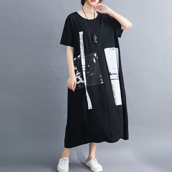 plus size summer new womens clothing dress large size korean print ribbon cotton dresses vintage long pocket dress vestidos 2020, Black;gray
plus size summer new womens clothing dress large size korean print ribbon cotton dresses vintage long pocket dress vestidos 2020, Black;gray