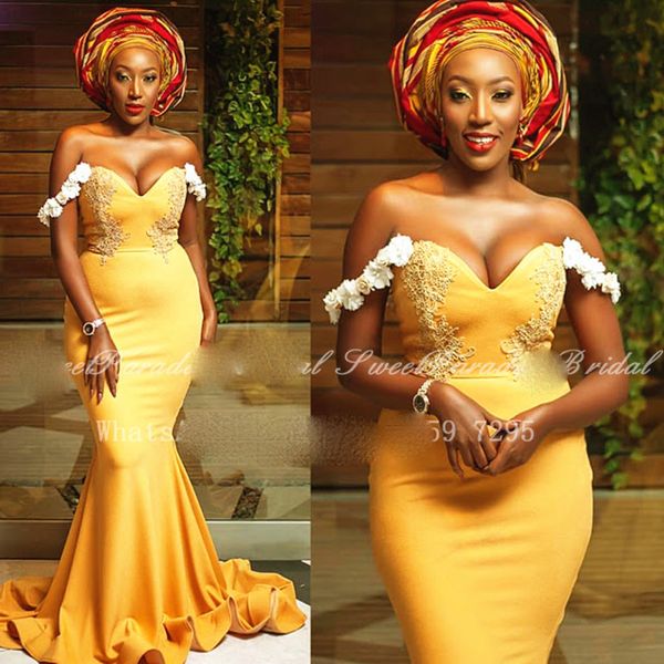 african nigeria women mermaid evening dress with appliques 2020 gold yellow off shoulder long prom dresses robe de soiree, Black;red
african nigeria women mermaid evening dress with appliques 2020 gold yellow off shoulder long prom dresses robe de soiree, Black;red