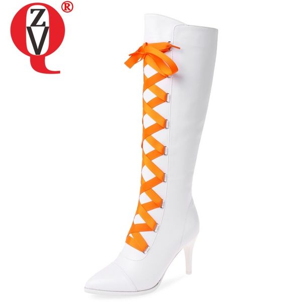 zvq winter new fashion knee high boots outside high heels cross-tied genuine leather pointed toe women shoes drop shipping, Black
zvq winter new fashion knee high boots outside high heels cross-tied genuine leather pointed toe women shoes drop shipping, Black