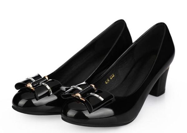 2019 women's shoes in spring and autumn with new style high heel coarse heel round head bowknot @2217, Black
2019 women's shoes in spring and autumn with new style high heel coarse heel round head bowknot @2217, Black