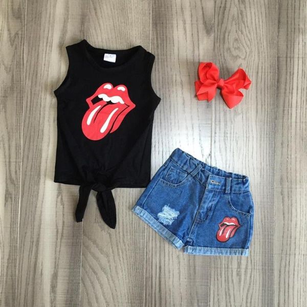 baby girls clothes kids summer outfits jeans shorts black tongue waiscoat girls boutique outfits with bow, White
baby girls clothes kids summer outfits jeans shorts black tongue waiscoat girls boutique outfits with bow, White