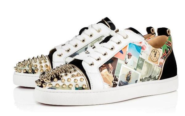 2019 summer low cut red bottom brand studded shoes designer sneaker brand flats shoes for men women party lovers graffiti leather sneakers, Black
2019 summer low cut red bottom brand studded shoes designer sneaker brand flats shoes for men women party lovers graffiti leather sneakers, Black