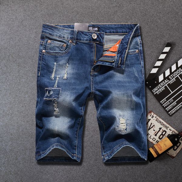 fashion streetwear men short jeans blue color elastic ripped jeans men denim shorts hombre summer hip hop shorts masculina
fashion streetwear men short jeans blue color elastic ripped jeans men denim shorts hombre summer hip hop shorts masculina
