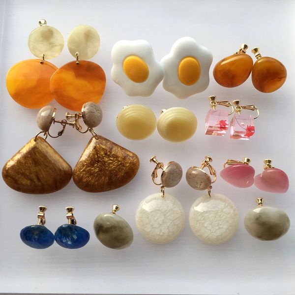 ujbox fashion resin acrylic clip earrings for women girls cute poached egg straw teardrop leopard face no piercing clip, Silver
ujbox fashion resin acrylic clip earrings for women girls cute poached egg straw teardrop leopard face no piercing clip, Silver