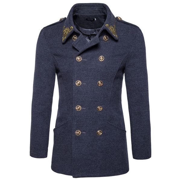 2018 autumn and winter fashion new men's casual double-breasted british style wool coat / men's solid color trench coat, Black
2018 autumn and winter fashion new men's casual double-breasted british style wool coat / men's solid color trench coat, Black