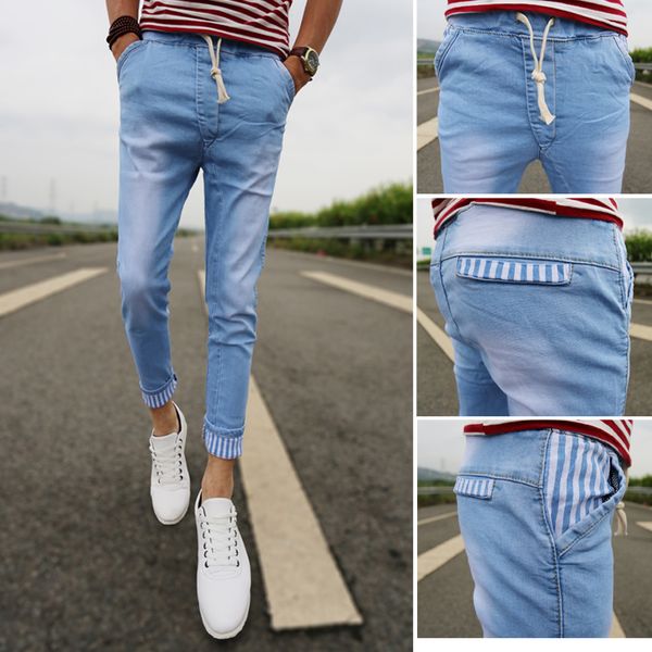 2017 new students master cool hole baggy jeans teenage boys slim small trousers youth popular pencil pants, Blue
2017 new students master cool hole baggy jeans teenage boys slim small trousers youth popular pencil pants, Blue