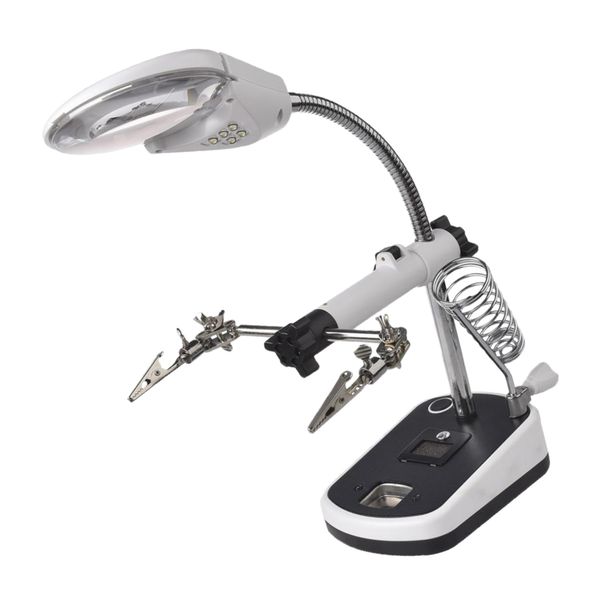 5 led lighting 3.5x main lens 10x accessorial lens white auxiliary alligator clip magnifier third helping hands soldering solder resin stand
5 led lighting 3.5x main lens 10x accessorial lens white auxiliary alligator clip magnifier third helping hands soldering solder resin stand