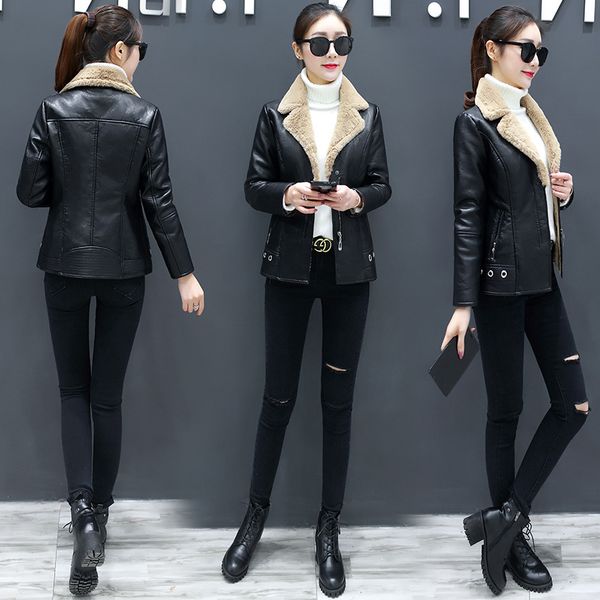 swyivy faux fur coat women leather jacket autumn winter warm plush thick outerwear ladies wool fur collar basic jackets, Black
swyivy faux fur coat women leather jacket autumn winter warm plush thick outerwear ladies wool fur collar basic jackets, Black