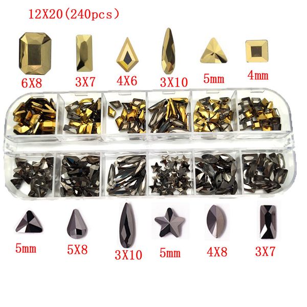 240 pcs per box crystal mine black 3d nail art rhinestones mix 12 shapes crystals and stones for diy nails art decoration, Silver;gold
240 pcs per box crystal mine black 3d nail art rhinestones mix 12 shapes crystals and stones for diy nails art decoration, Silver;gold