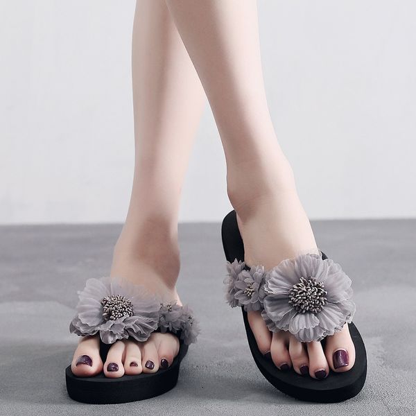 summer flip flops women slippers slip on beach sandals women indoor outdoor flat slippers casual shoes, Black